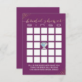 ウェディングシャワー ビンゴカード | ゴールド コンフェッティ パープル (正面/裏面)