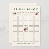 ウェディングシャワー ビンゴゲーム カード | ピンクの花 (正面/裏面)