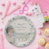 ウェディングシャワー ビンテージ ヴィクトリアン レディー 青い花 ペーパープレート (パーティー)