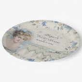 ウェディングシャワー ビンテージ ヴィクトリアン レディー 青い花 ペーパープレート (アングル)