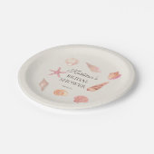 ウェディングシャワー ビーチパーティー ピンクの貝殻 ペーパープレート (アングル)