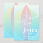 ウェディングシャワー ビーチ サーフィン ピンク  招待状 (正面/裏面)
