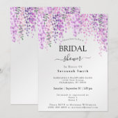 ウェディングシャワー ピンクの藤の花 水彩 招待状 (正面/裏面)