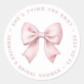 ウェディングシャワー ピンクの蝶結び 彼女は結婚する ラウンドシール (正面)