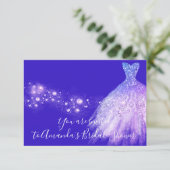 ウェディングシャワー ピンク パープル グリッター ロイヤルブルー コバルト 招待状 (スタンド正面)