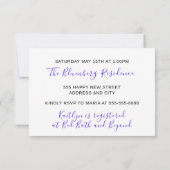 ウェディングシャワー ピンク パープル グリッター ロイヤルブルー コバルト 招待状 (裏面)