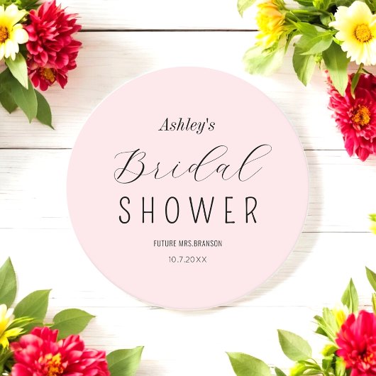 ウェディングシャワー ピンク ブラック シックコースター ラウンドペーパーコースター