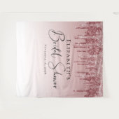 ウェディングシャワー ピンク ローズゴールド グリッター タペストリー (正面(横))