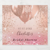 ウェディングシャワー ピンク ローズゴールド 風船 遊び心 スパークリングワインラベル (シングルラベル)