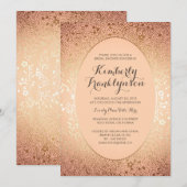 ウェディングシャワー - ピーチブラッシュとゴールドの花のヴィンテージ 招待状 (正面/裏面)