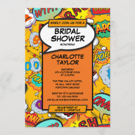 ウェディングシャワー・ファン・レトロ・コミックブック 招待状