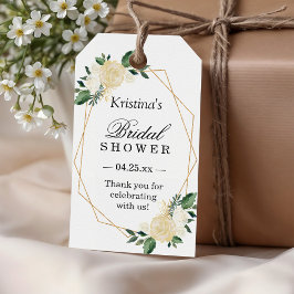 ウェディングシャワー フェイバー 現代のゴールドフレーム 緑の花 ギフトタグ