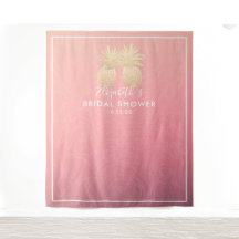 ウェディングシャワー フォトバックドロップ ゴールド パイナップル カップル