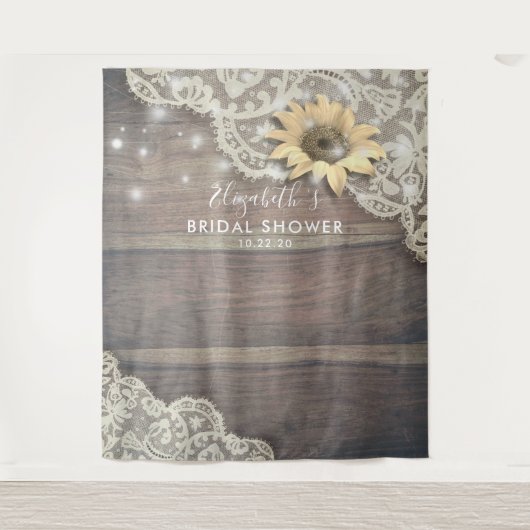 ウェディングシャワー フォトブース背景 ランジェリーのひまわり 木材 タペストリー (正面)