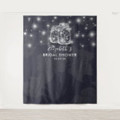 ウェディングシャワー フォトブース背景 木製 メイソンジャー ライト タペストリー (正面)