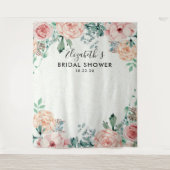 ウェディングシャワー フォトブース背景 水彩花 タペストリー (正面)