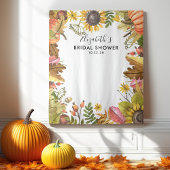 ウェディングシャワー フォトブース背景 秋の落ち葉とカボチャ タペストリー