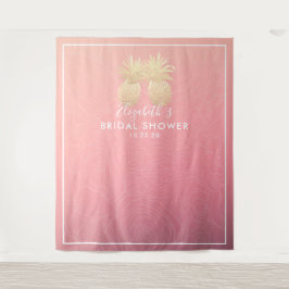 ウェディングシャワー フォトブース ゴールド パイナップル カップル タペストリー