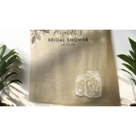 ウェディングシャワー フォトブース ゴールド フラワー メイソンジャー タペストリー