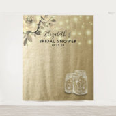 ウェディングシャワー フォトブース ゴールド フラワー メイソンジャー タペストリー (正面)