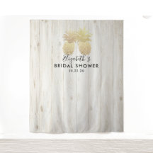 ウェディングシャワー フォトブース 背景 ゴールド パイナップル カップル