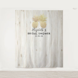 ウェディングシャワー フォトブース 背景 ゴールド パイナップル カップル タペストリー