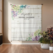 ウェディングシャワー フォトブース 背景 シックな木製の succulent タペストリー