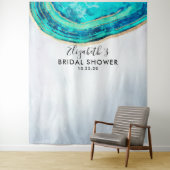 ウェディングシャワー フォトブース 背景 ティール ゴールド アゲート 地質学的岩石 タペストリー (インサイチュ)