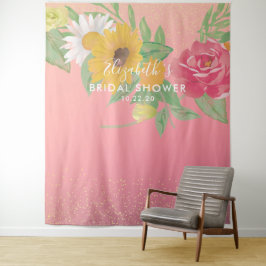 ウェディングシャワー フォトブース 背景 ピンクの花 タペストリー