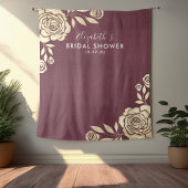 ウェディングシャワー フォトブース 背景 ボルドー ゴールド ローズ タペストリー