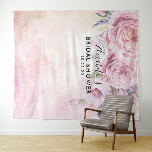 ウェディングシャワー フォトブース 背景 ボーホー フラワー フェザー タペストリー (インサイチュ(横))