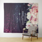 ウェディングシャワー フォトブース 背景 花 紫 ライト タペストリー (インサイチュ(横))