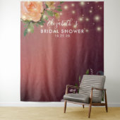 ウェディングシャワー フォトブース 花の背景 ストリングライト タペストリー (インサイチュ)