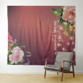 ウェディングシャワー フォトブース 花の背景 ストリングライト タペストリー (インサイチュ(横))