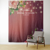 ウェディングシャワー フォトブース 花の背景 ストリングライト タペストリー (インサイチュ)