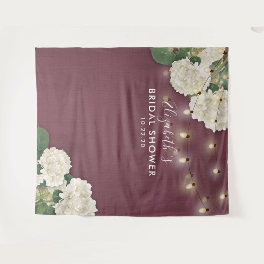 ウェディングシャワー フォトブース 花 ストリングライト タペストリー (正面(横))