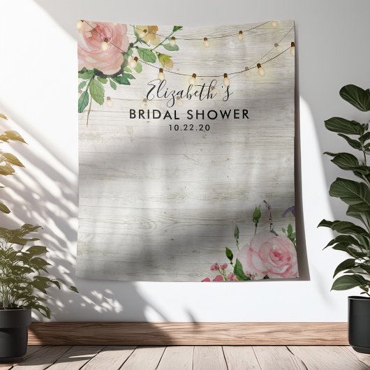 ウェディングシャワー フォトブース 花 木製 ライト タペストリー