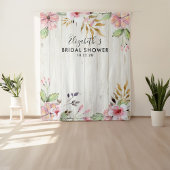 ウェディングシャワー フォトブース 花 縦格子 木 タペストリー