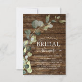 ウェディングシャワー フォト ユーカリ ラスティック ウッド 招待状 (正面)