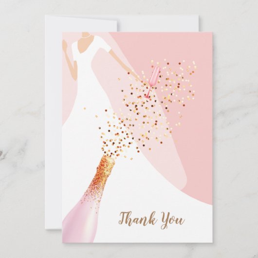ウェディングシャワー フラット ローズクォーツ ピンク サンキューカード (正面)