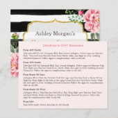 ウェディングシャワー フラワー ストライプ レストラン 案内 インビテーションポストカード (正面/裏面)