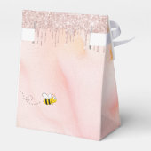 ウェディングシャワー ブライド ピンク ハチ グリッター 花 フェイバーボックス (裏面サイド)