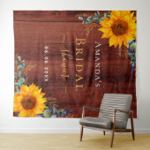 ウェディングシャワー ブラウン ウッド ヒマワリ ラスティック タペストリー (インサイチュ(横))