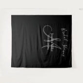 ウェディングシャワー ブラック グレー モノグラム 名前 フォトブース タペストリー (正面(横))