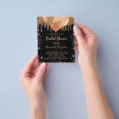 ウェディングシャワー ブラック ゴールド グリッター 予算 チラシ (手)