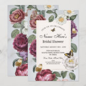 ウェディングシャワー ブルーム フラワーバタフライ ヴィンテージ 招待状 (正面/裏面)