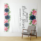 ウェディングシャワー ブルー ピンク ダスティ フローラル ホワイト タペストリー (インサイチュ(横))