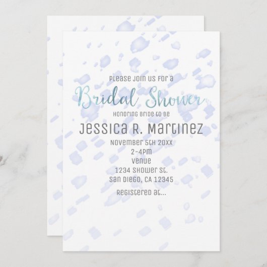 ウェディングシャワー ブルー レイン 水彩 招待状 (正面/裏面)