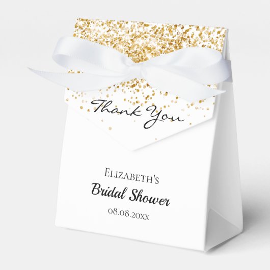 ウェディングシャワー ホワイトゴールドグリッター御礼 フェイバーボックス (正面サイド)