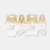 ウェディングシャワー ホワイトゴールド グリッター ドレス ありがとう フェイバーボックス (折り畳みなし)